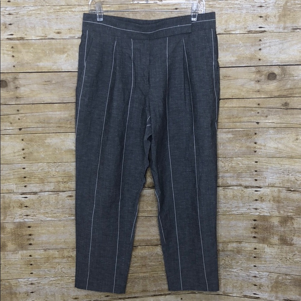 Brunello Cucinelli wool linen stripe trousers